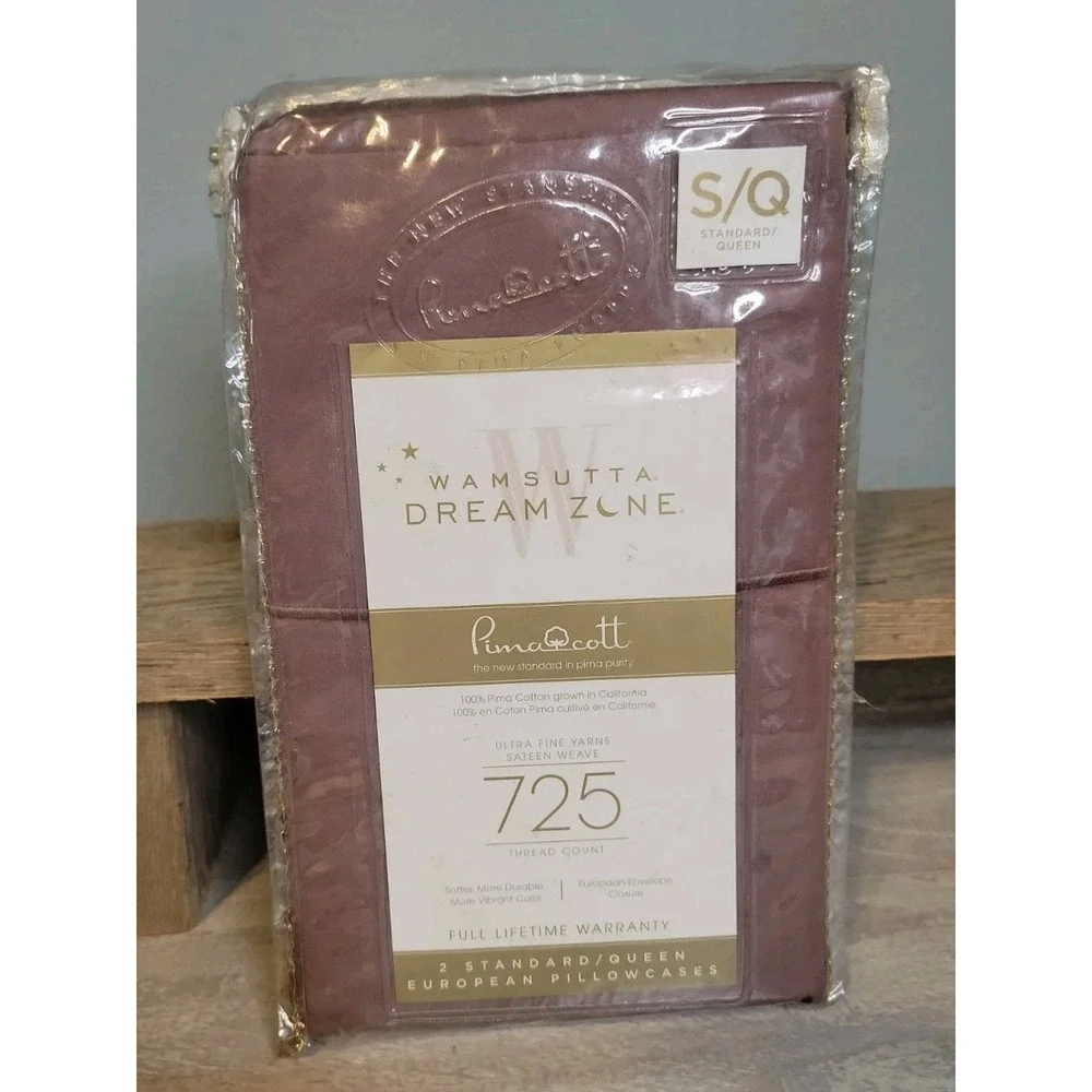 Wamsutta Dream Zone 725 Standard European Pillowcases in Mauve Set of 2
